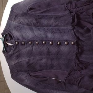 Free People Black Victorian Military Ruffles Jacket XS